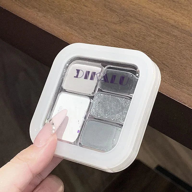 Five Color Eyeshadow Palette Gray White Smoky Makeup Matte Pearlescent Silkworm Brightening Fine Shimmer High Pigmented Plate Qme