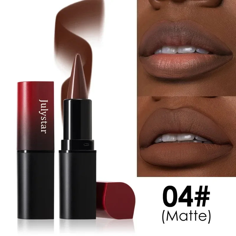 Chocolate Colored Lipstick Long Pointed Design Matte Lip Liner & Lip Stick Combination Red Tint Velvet Lasting Makeup Lipstick Qme 04