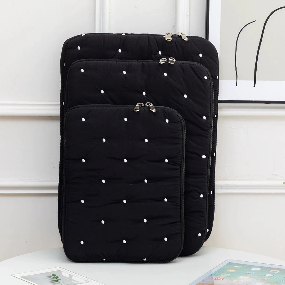 Embroidered Dot Computer Bag, Simple Solid Color Tablet Bag, Inner Bag, Laptop Storage Bag, Multiple Sizes To Choose From Qme