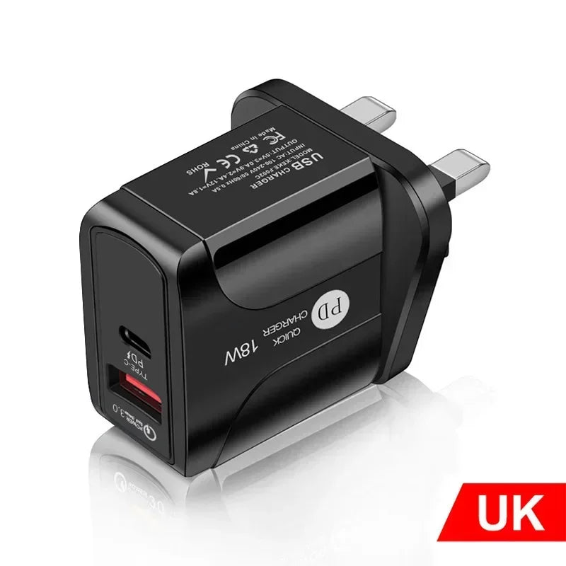 PD12W Charger, 5V2A Mobile Phone Charger, Type - c Adapter, PD + USB Charging Head, EU US UK Charging Head, New Travel Charger Qme