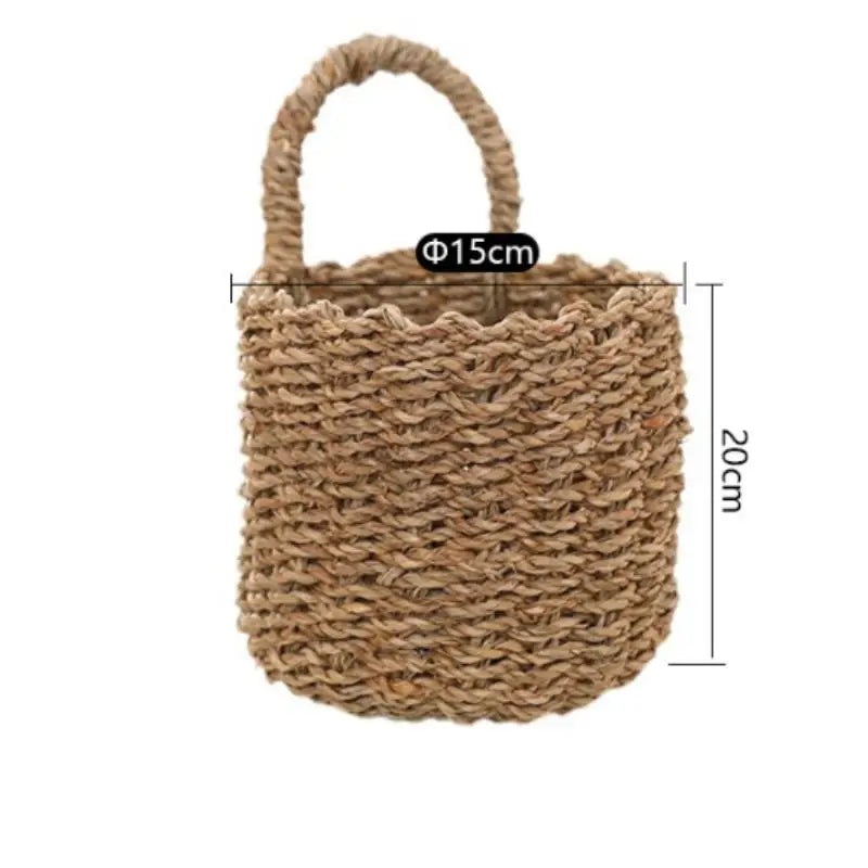 Wall Hanging Basket Boho Hand-woven Storage Baskets Kitchen Ginger Qme 1PCS