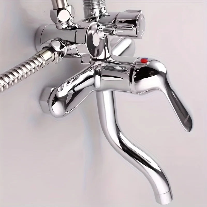 American ABS Water Splitter - Silvery, Bathroom Three-Way Faucet Adapter with Shower Arm and Spray Head Connector Qme