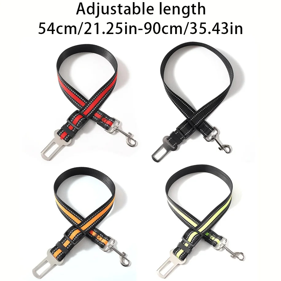 Pets Car Seat Belt, Attaches To Harness & Collar, Adjustable Travel Restraint Fits Small - Large Pups for Safety & Comfort Qme