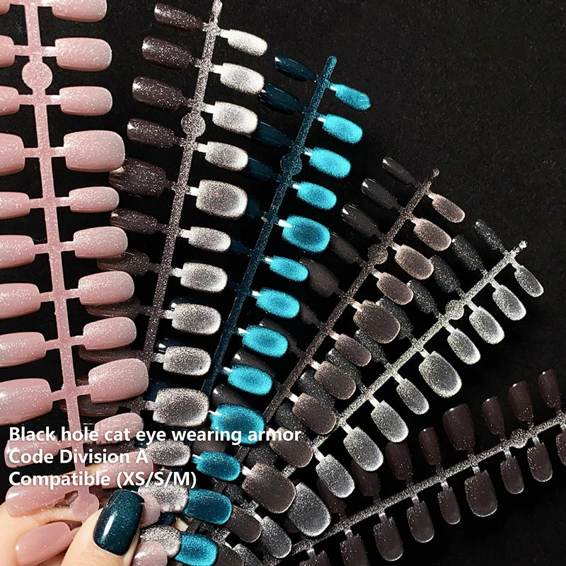 Cat Magnetic Press Nail Pretty Fake Nails Detachable Full Tips Qme