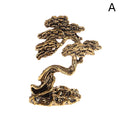 Small Bonsai Tree Statues Decorations Accessories Brass Mini Welcome Qme A