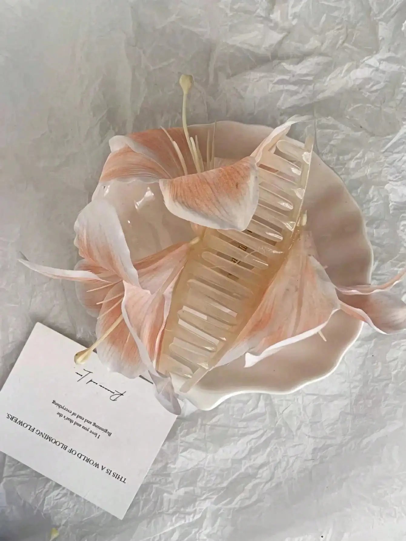 Female Personality Lily Flower Double Sided Grip Clip Simple Qme pink