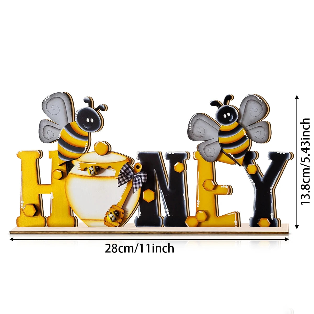 1SET 3D summer bee wooden desktop decoration, HONEY cartoon bee letters, home desktop decoration Qme