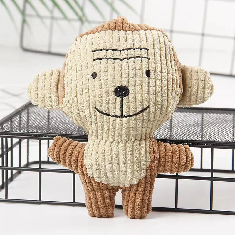 Lovely Sound-making Dog Playthings Corduroy Animal Chews Puppies Qme monkey M