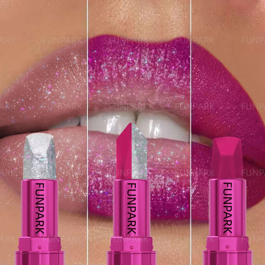 Sexy Glitter Two-tone Lipstick Matte Lipsticks Cosmetics Easy Use Lip Qme