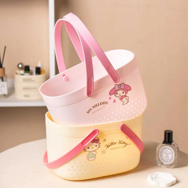 Hello Kitty Kuromi Portable Drain Basket Bathroom Basket, Shower Basket, Toiletries Storage Basket, Storage Basket,Bath Basket Qme
