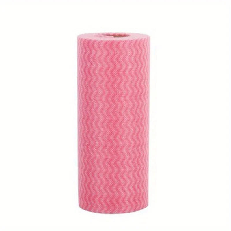 1 Roll of Disposable Oil-Free Non-Woven Dishcloths - Perfect for Kitchen Cleaning! Qme Red