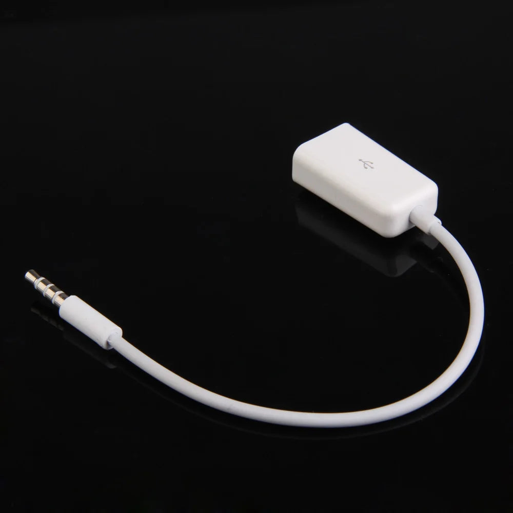3.5mm AUX To USB 2.0 Headphone Cable AUX Audio Jack To USB 2.0 Female Converter Cable for Vehicular Audio Qme