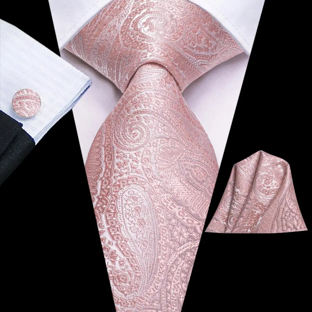 Hi-tie Striped Navy Blue Mens Fashion Necktie Handkerchief Cufflinks