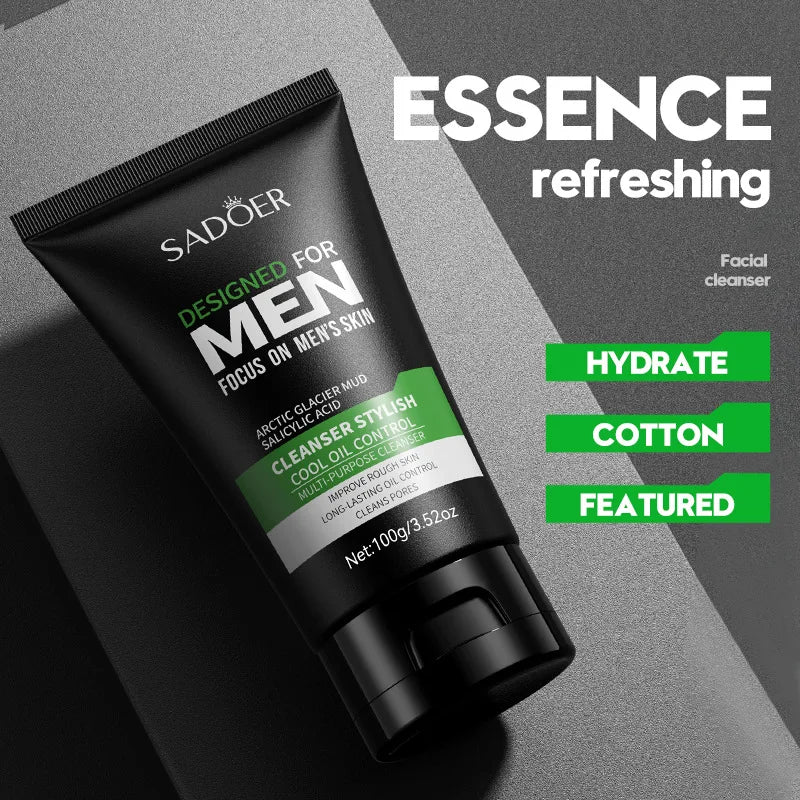 Men's Oil-control Refreshing Facial Cleanser Improves Rough Skin Qme