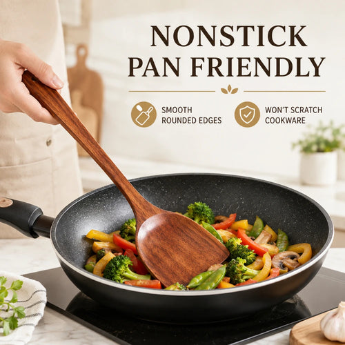 1/3/5Pcs Wooden Spatula Spatule Cuisine Long Manche Bois Antiadhésive Spatule Domestique Pour Poêle Cuisson Quotidienne Qme