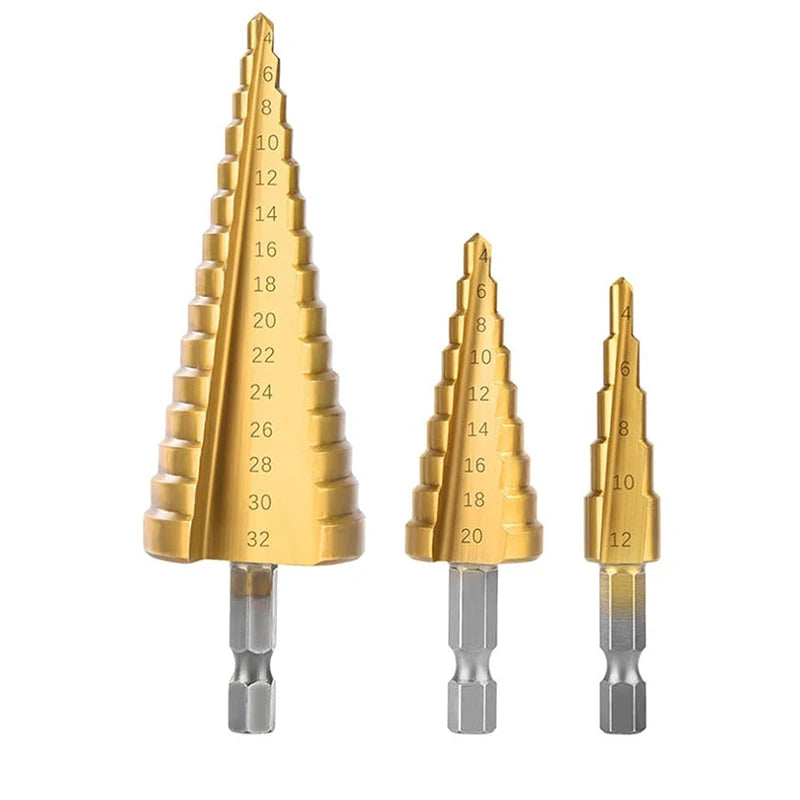 Three-piece Straight Groove Titanium-plated Hexagonal Shank Step Qme