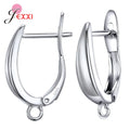 Genuine 925 Sterling Silver Color Earrings Findings For DIY Jewelry Accessory High Quality Women Girls Jewelry Component Qme H