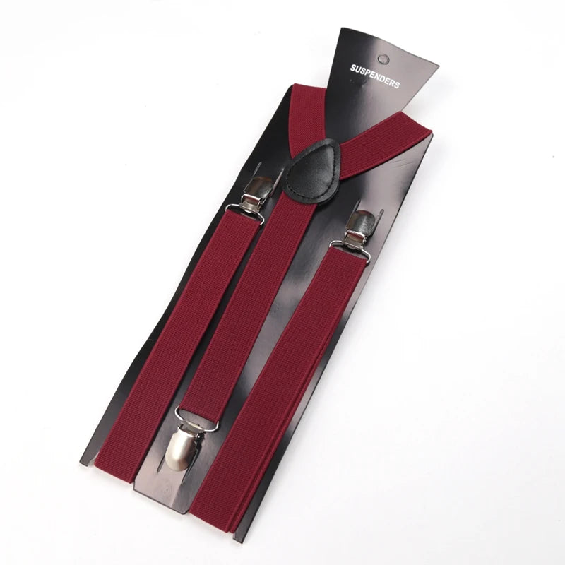30 Colors Vintage Suspenders Men Women Adult Y Back Adjustable Straps Qme MAROON