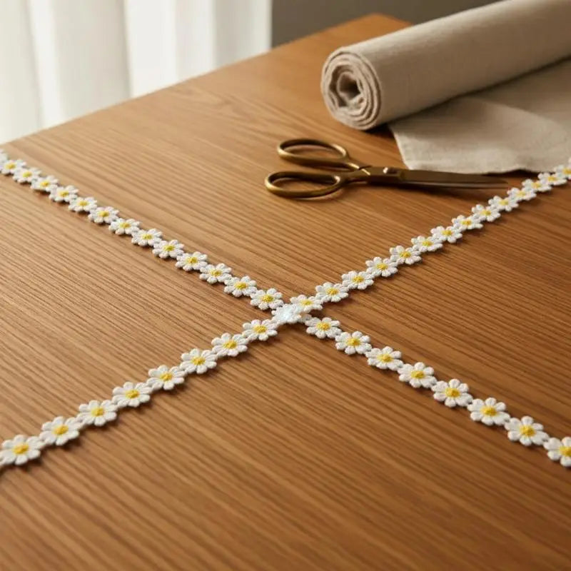 White Yellow Embroidered Lace Trim Soft Fabric Delicate Design Perfect For DIY Sewing Clothing Decor Wedding Craft Projects Qme
