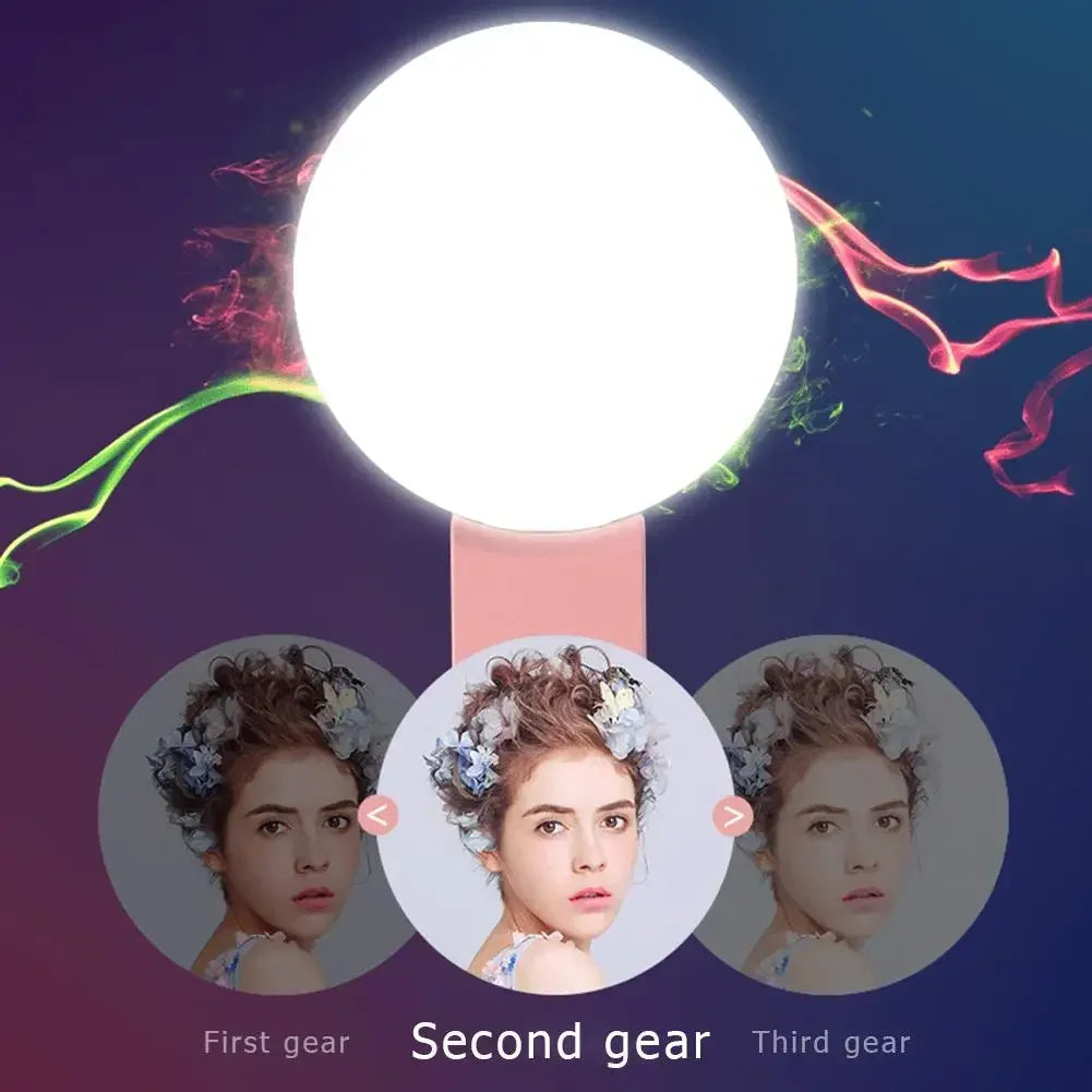 Mobile Phone LED Selfie Ring Light Portable Mini Durable Practical Three Stop Dimming Circle Photography Clip Fill Light Qme