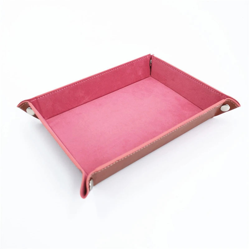 Creative Storage Tray Pu Foldable Box Dice Desktop Rolling Folding Qme pink