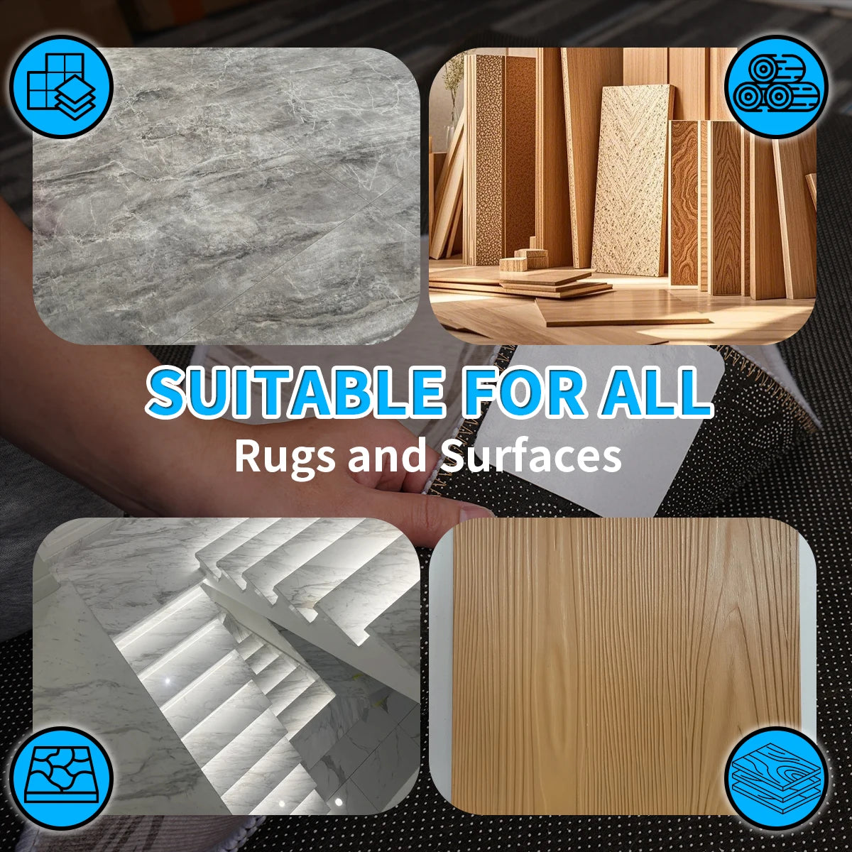 4/8Pcs Non-Slip Rug Gripper Tape Washable Carpet Pad for Hardwood Floors Reusable Fixed Sticker for Bathroom Qme