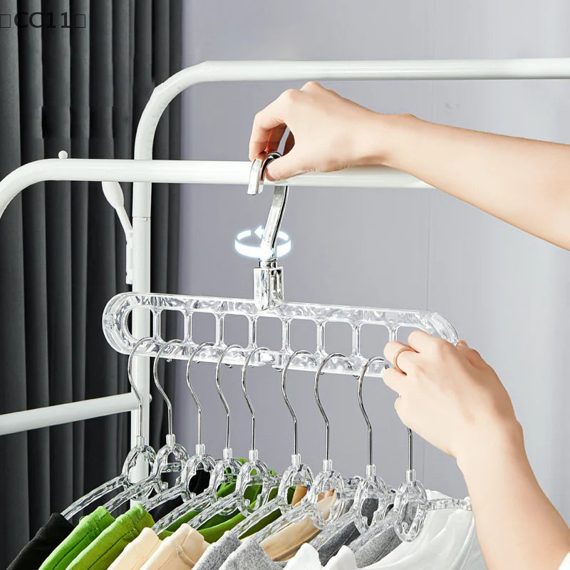 CC11Nine-hole Clothes Hanger Household Red Plastic Multi-function Qme