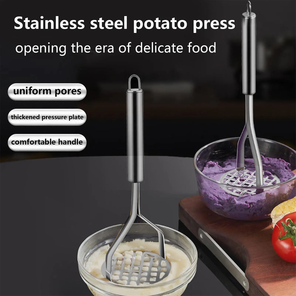1pcs Potato Press Stainless Steel Kitchen Potato Masher Tool Kitchen Tools for Cooking Pureeing Vegetable Fruit Bean Restaurant Qme
