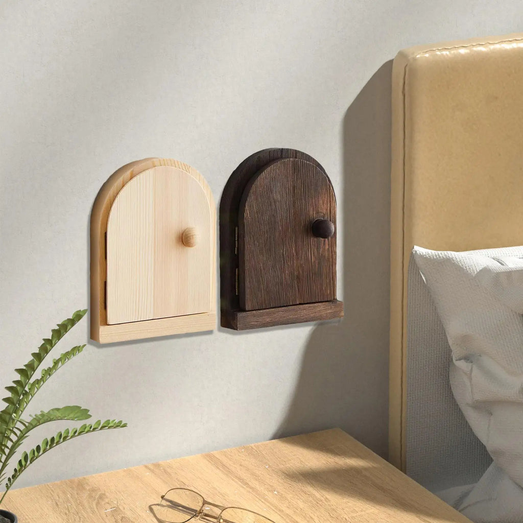Electrical Outlet Cover Plates No Drilling Cover For Wall Panels Fairy Door Design Solid Wood Protective Cover Button Decoration Qme
