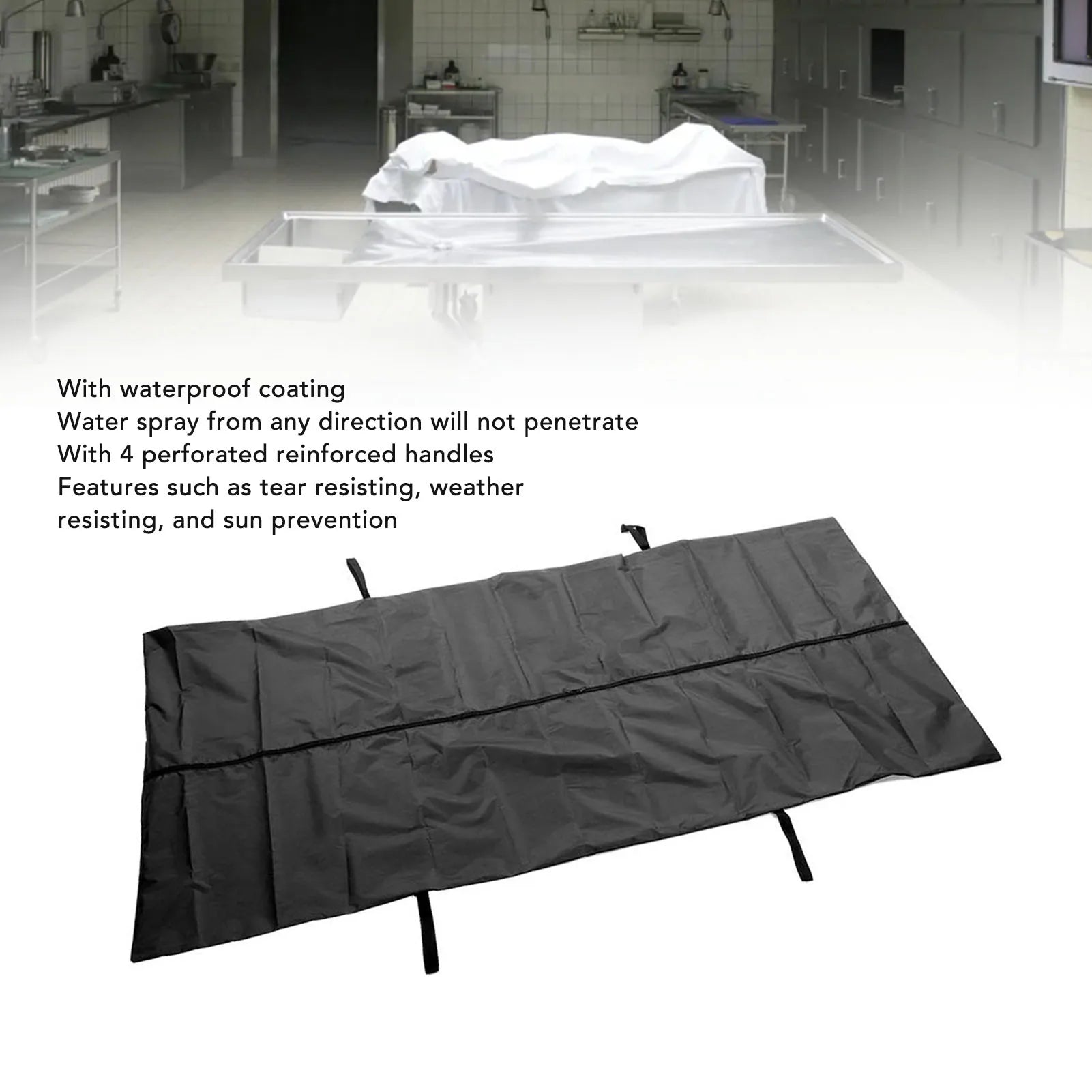 Emergency Cadaver Body Bag Oxford Cloth Dead Body Bags Double Use Waterproof Reinforced Handle Black for Hospital Transportation Qme