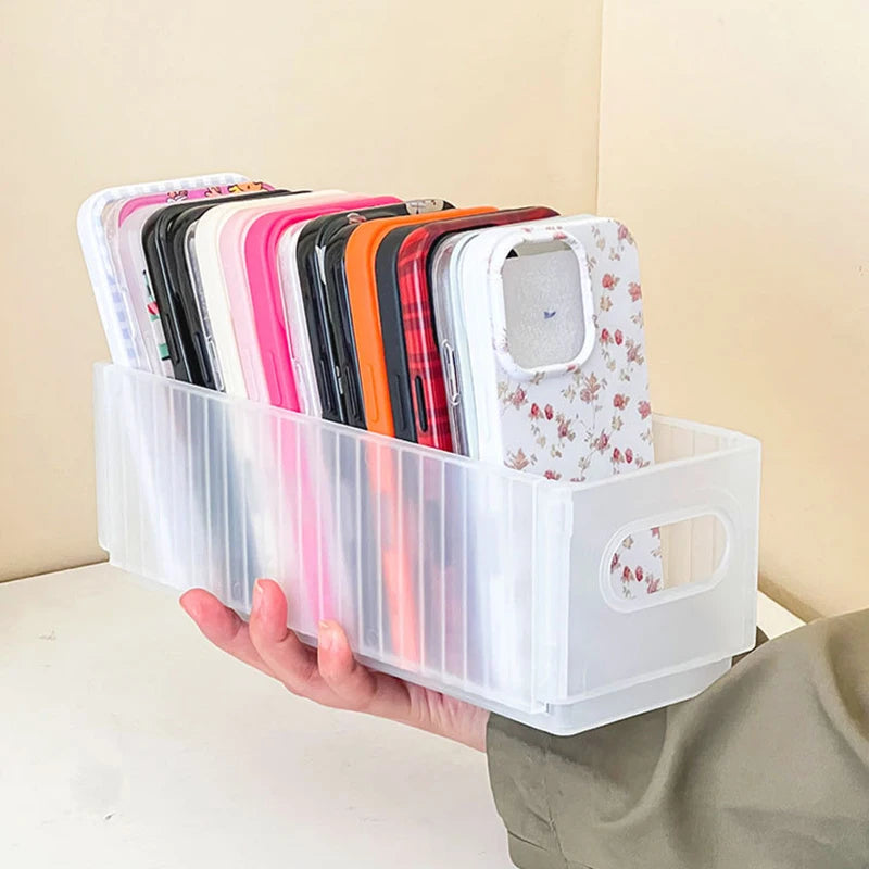 Basket Phone Case Holder Transparent Organizer Storage Box Home Qme