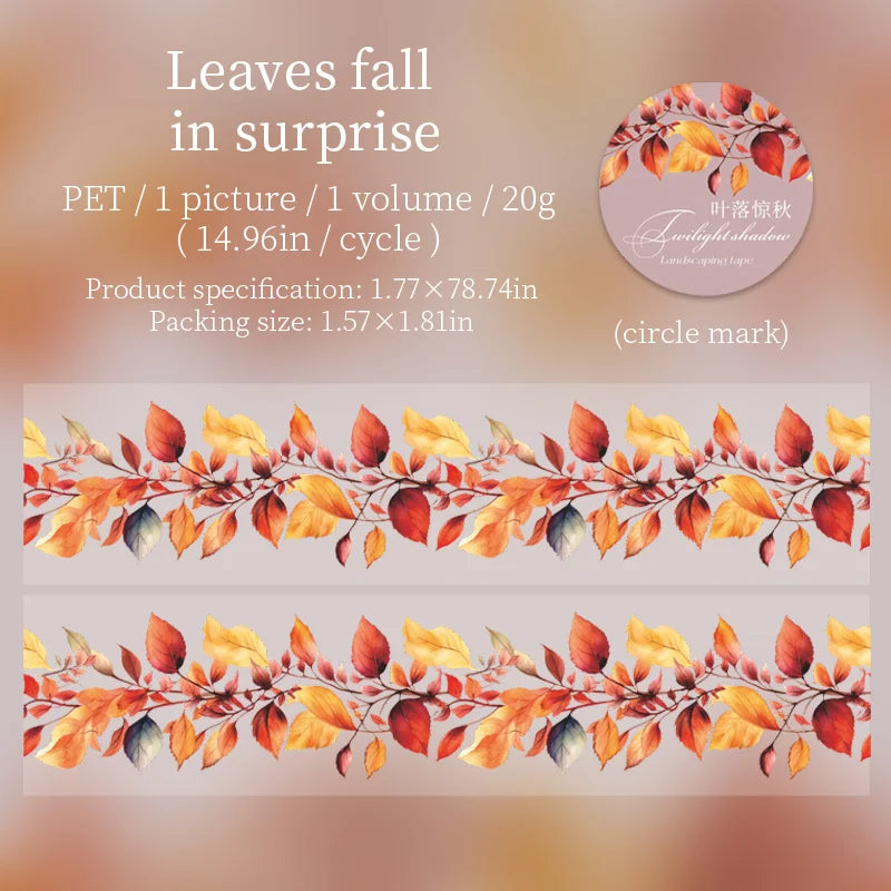 45mm*2m Autumn leaves PET Tape Scrapbooking Decoration Collage Journal Masking Tapes Diary Craft Stickers Stationery supplies Qme B