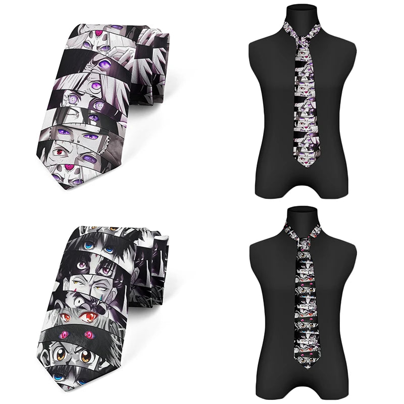 Japanese Cartoon Printing Men's Women's Ties Unique Eye Designcasual Qme