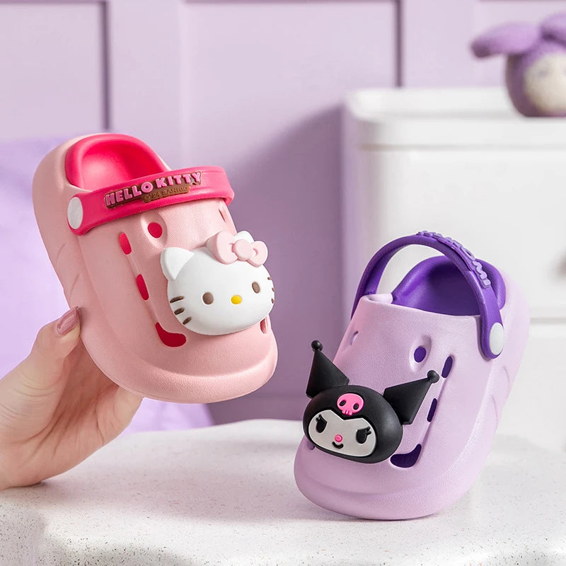 Hello Kitty Kuromi Cartoon Slippers Non-Slip House Slippers Two-Tone Slip-On Sandals House Slippers Qme
