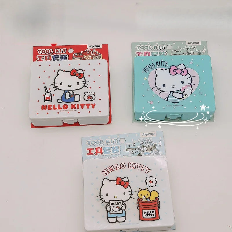 Hello Kitty Stapler Set Portable Hole Punch for Students Desktop Tool and Stationery Organizer Qme