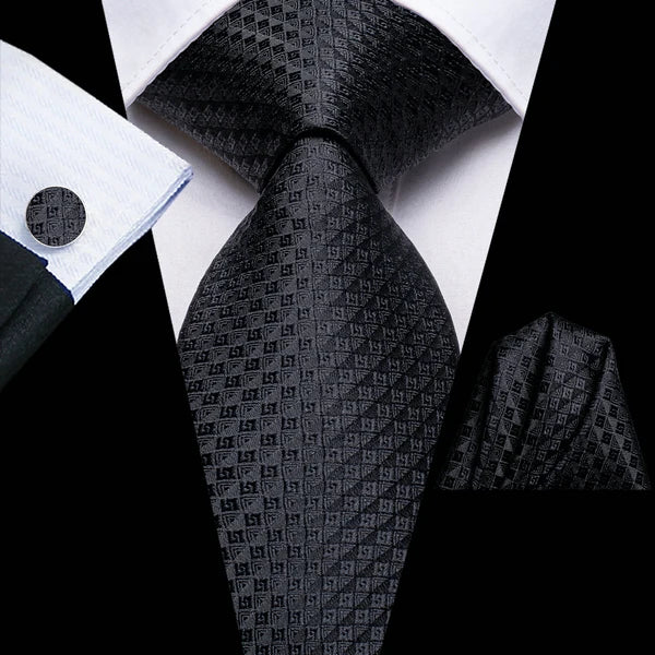 Professional Mens 3-Piece Suit Set: Necktie, Pocket Square & Cufflinks, Classic Design for Wedding Qme DPTH-LDSN3478