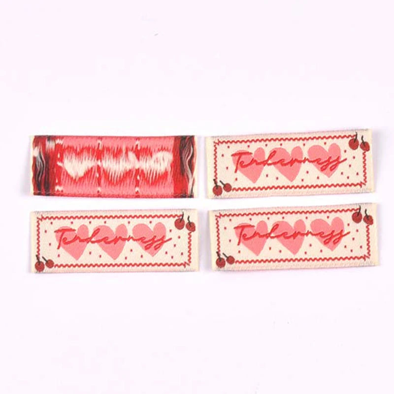 30pcs 12-53mm mixed styles Handmade Fabric Labels, Cute Print Cotton Sew On Tags for DIY Clothes Bags Crafts Decoration cp3859 Qme 20x53mm-2