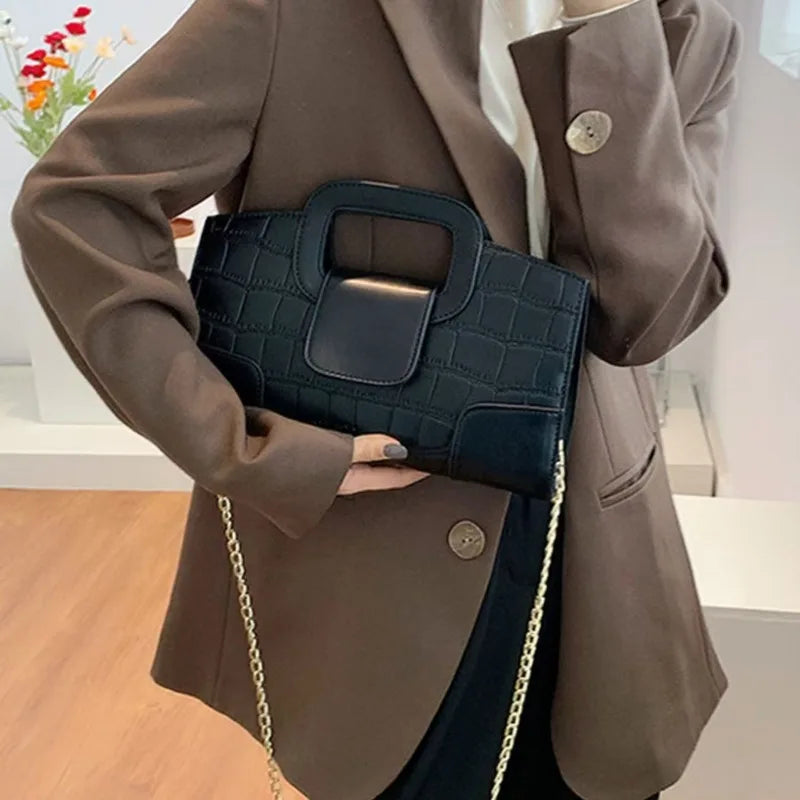 Retro Small Square Hobo Bag Chic Chain Strap Crossbody Versatile Fall Qme