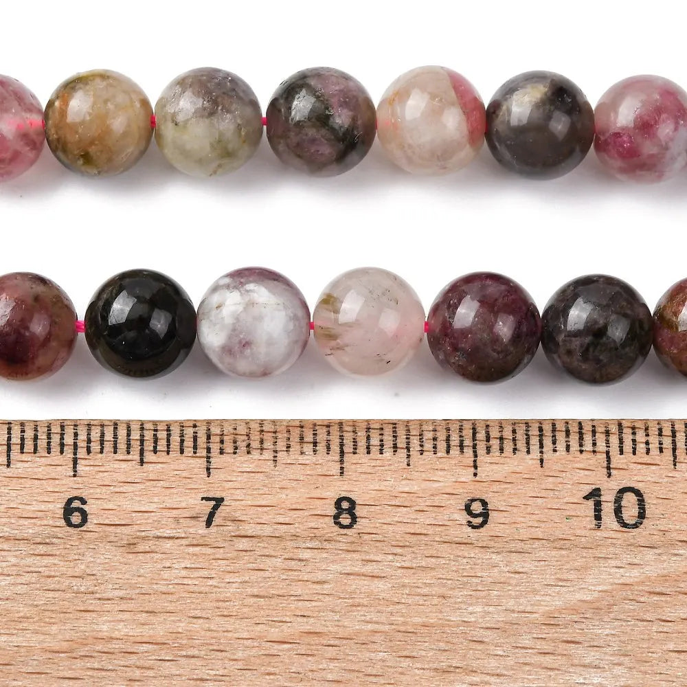 Natural Multicolor Tourmaline Round Bead Strands, 3mm 4mm 5mm 6mm 8mm for DIY Necklace Bracelet Earring Jewelry Making Qme