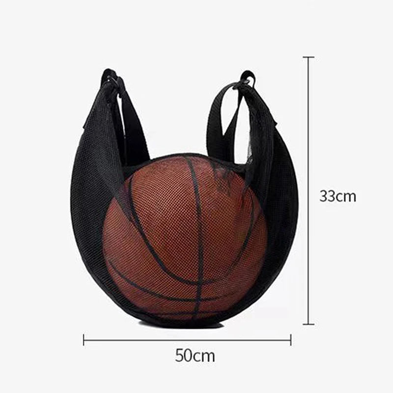 Carrying Basketball Single Ball Bag Zipper Pocket Mesh Storage Sport Qme