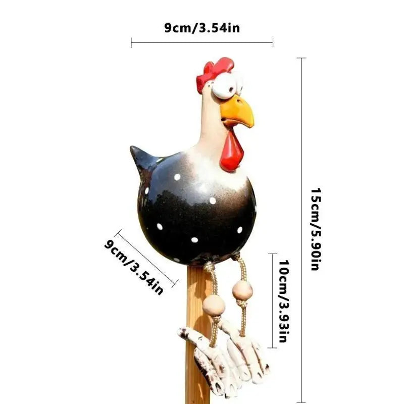Resin Crafts Statues Funny Big Eyed Chicken Statue Long Foot Hen Qme