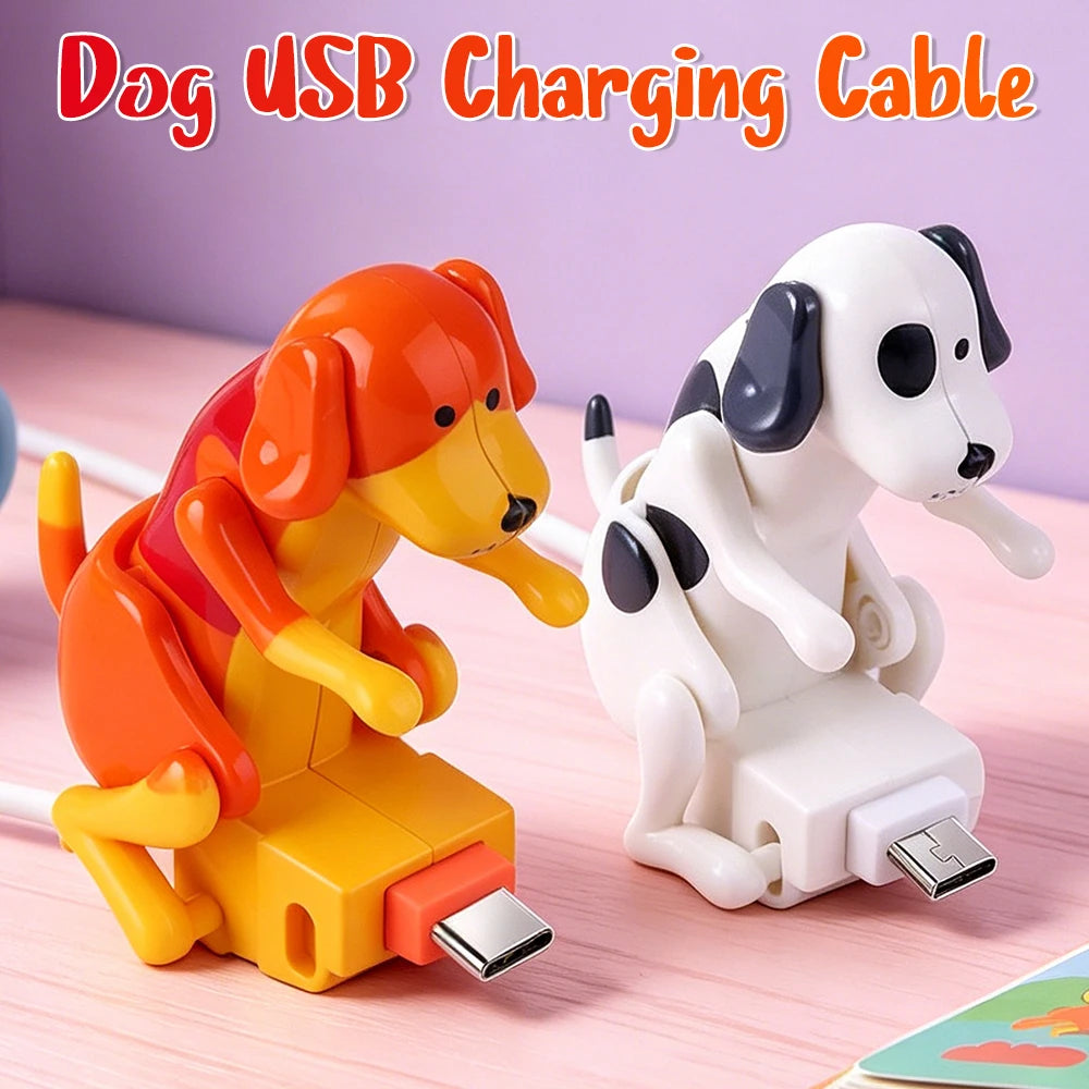 Cute Spotty Dog USB Charging Cable Funny Moving Puppy Design Fast Charger Cord Creative Type-C Data Cable for Smartphones Qme