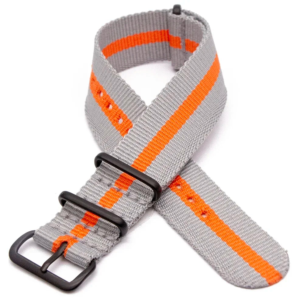 Sports Watch Band Nylon Strap Stainless Steel Black Frosted Buckle