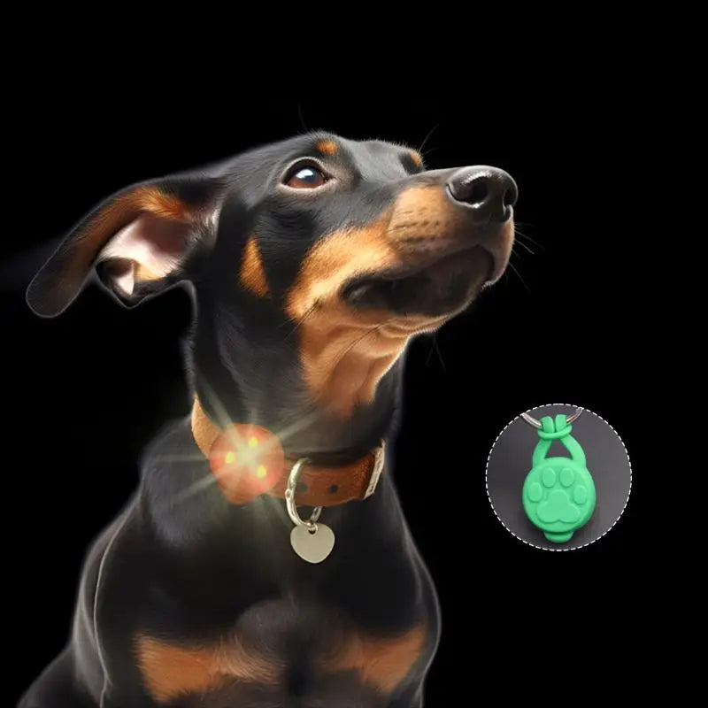 Silicone Pet Cat Dog Night LED Flashlight Luminous Pendant Prevent Qme