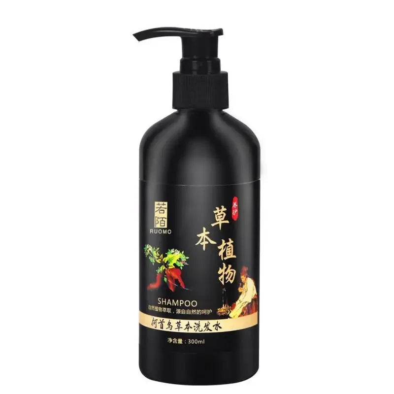300ml Polygonum Multiflorum Shampoo Herbal White To Black Shampoo Plant Hair Care Moisturizing Nutrition Damaged Repair Qme