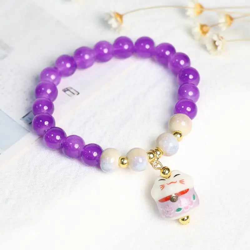 Boho Fortune Cat Charms Bracelet For Women Stretch Wire Couple Bracelet Jewelry Accessories Gifts Qme A3