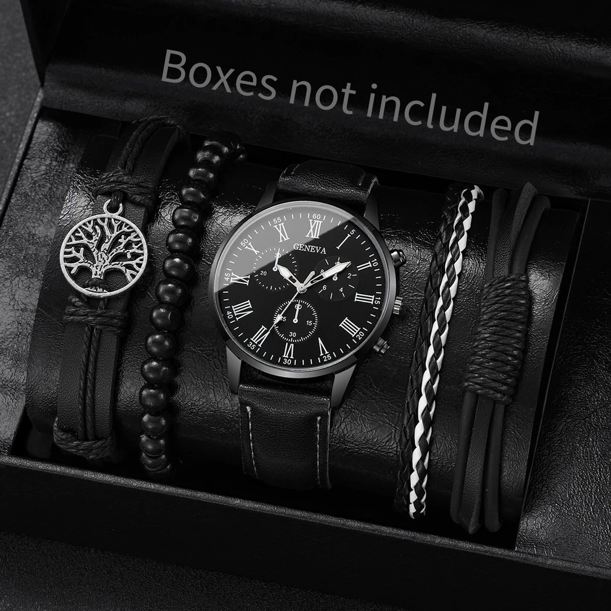 4/5 pçs moda masculina relógios homem negócios quartzo relógio de pulso vintage pulseiras de couro conjunto reloj hombre Qme 3