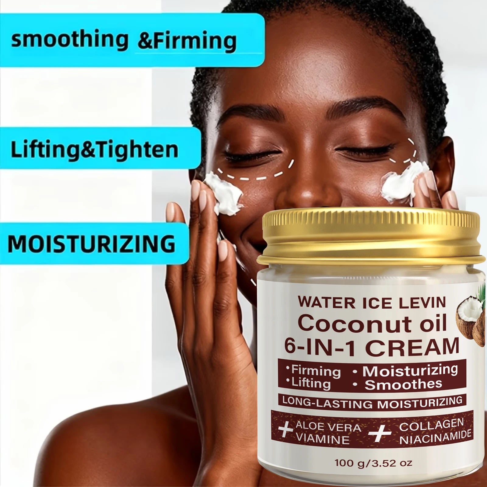 Coconut Oil 6-in-1 Face Cream with Collagen & Aloe Vera, Moisturizing & Firming Qme