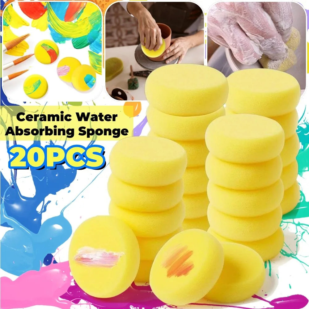 5-20PCS Ceramic Sponge Round Shape Coloring Cleaning Water Absorbing Sponge for DIY Crafts Sculpture Pottery Painting Tools Qme