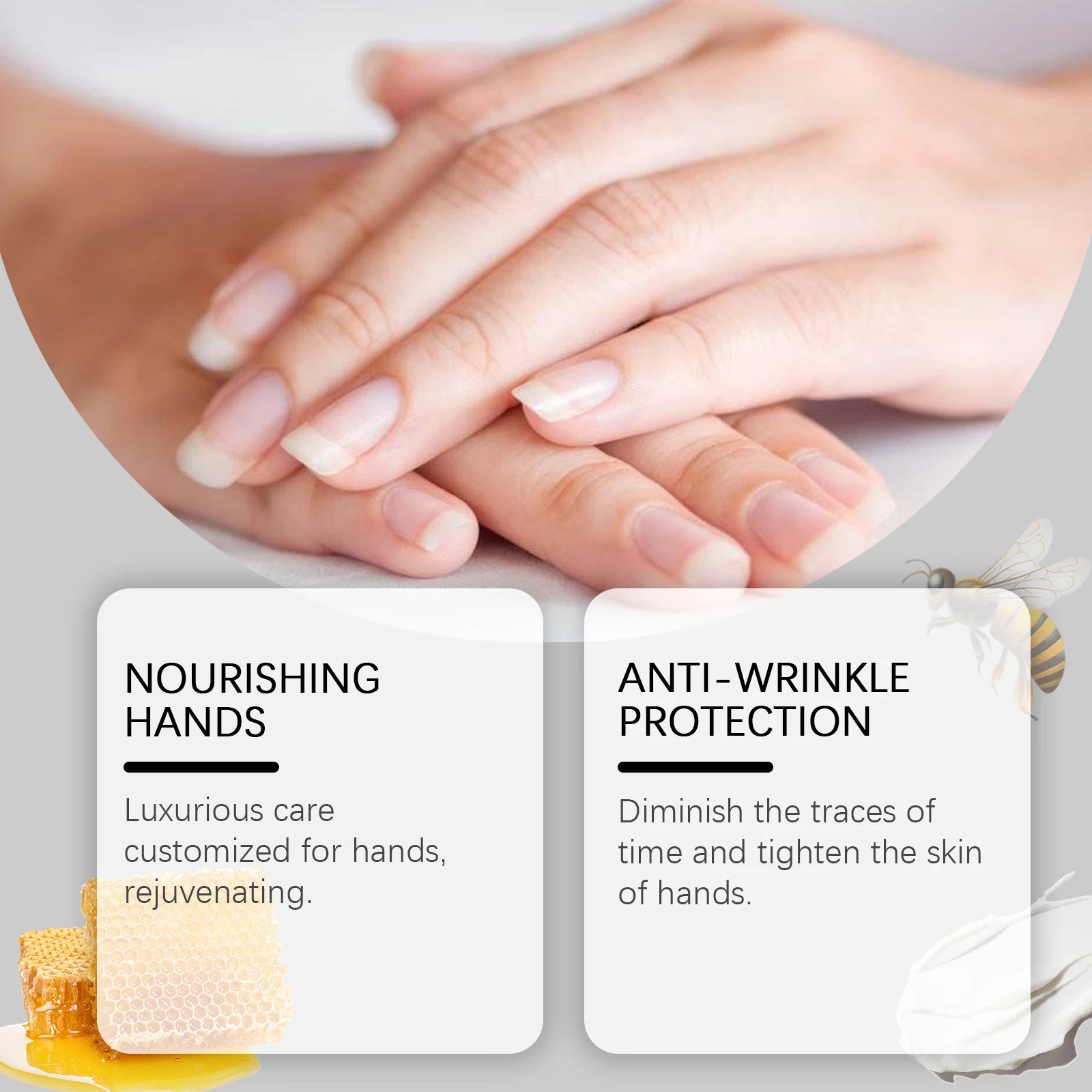 Bee Venom Hand Cream Moisturizing Anti Crack Fast Absorption Non Greasy Nourishing for Dry Cracked Skin Improve Skin Texture Qme